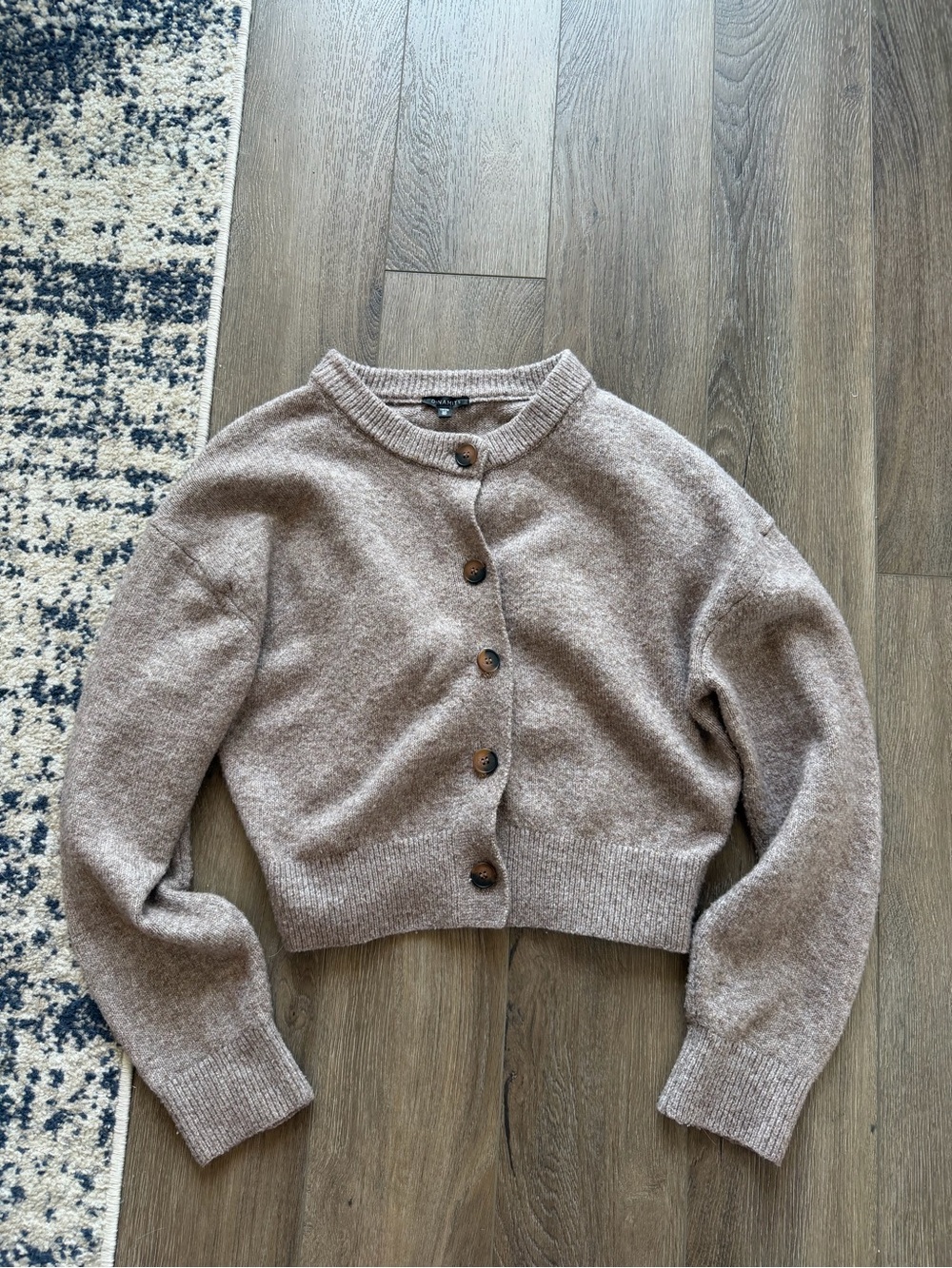 Dynamite Women’s Taupe Button-Front Cropped Sweater Cardigan